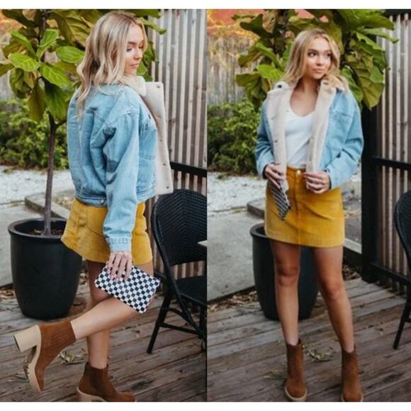 NWT RE/DONE 70s Pocket Corduroy Mini Skirt in Yellow - Picture 14 of 14